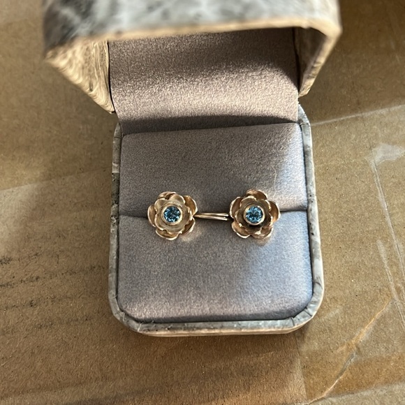 robertson & bach Jewelry - Robertson & Bach Aquamarine Rose Earrings